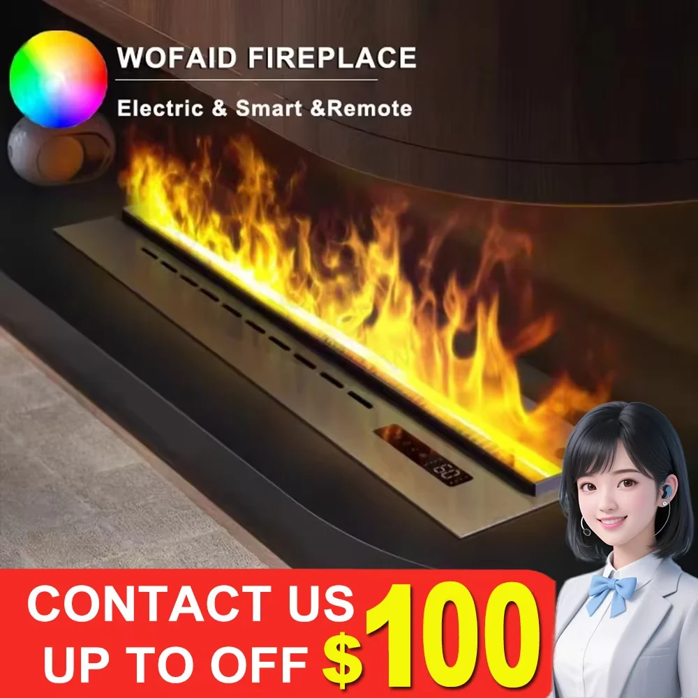 

Портативный электрический камин с туманом и 128 пламенными цветами, защита от перегрева, идеально подходит для спальни/офиса