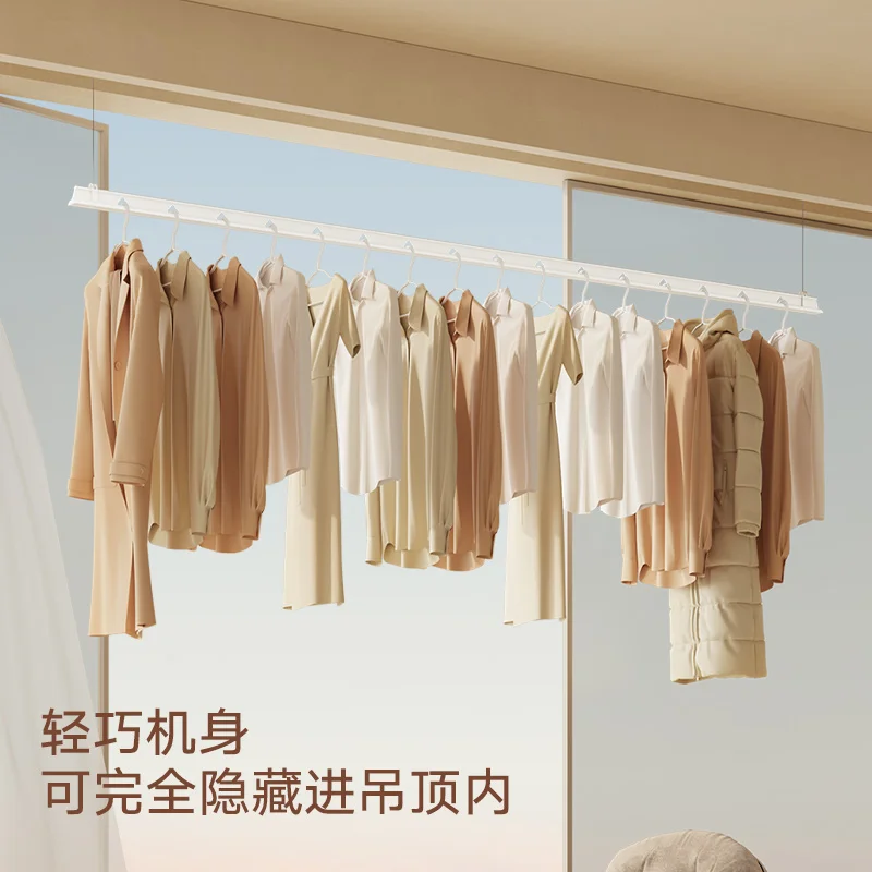 رف تجفيف كهربائي غير مرئي مثبت على السطح، جهاز تحكم عن بعد منزلي ذكي، رفع تلقائي، شرفة صغيرة مخفية