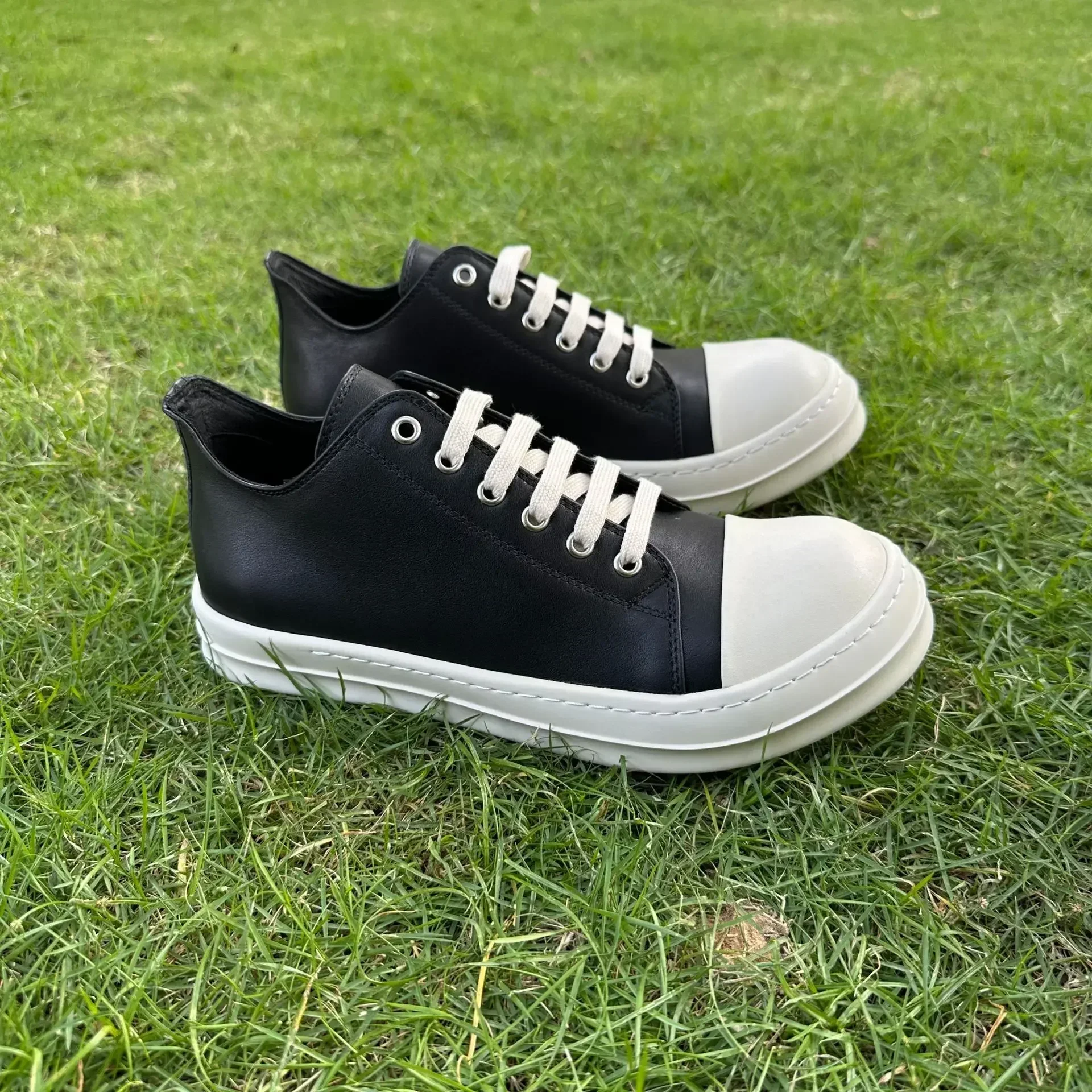 Low Top Single Shoe, New Leather Casual and Versatile, Thick Sole, Shallow Cut Lace Up, High Rise Board Shoes, Female Shoes