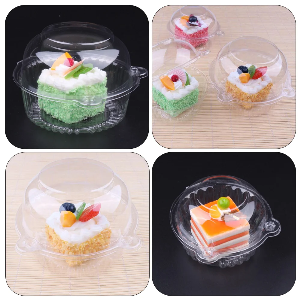 50 Pcs Cake Cup Bakery Boxes Muffins Cupcake Carrier Decorative Plastic Container with Lids Holder