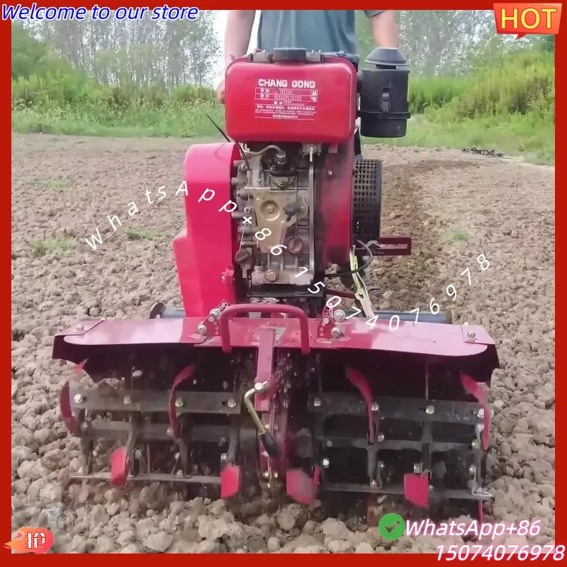 2026 178F 7HP Engine Mini Power Tiller Cultivator Multi-purpose Four-Wheel Drive Cultivator with Gearbox