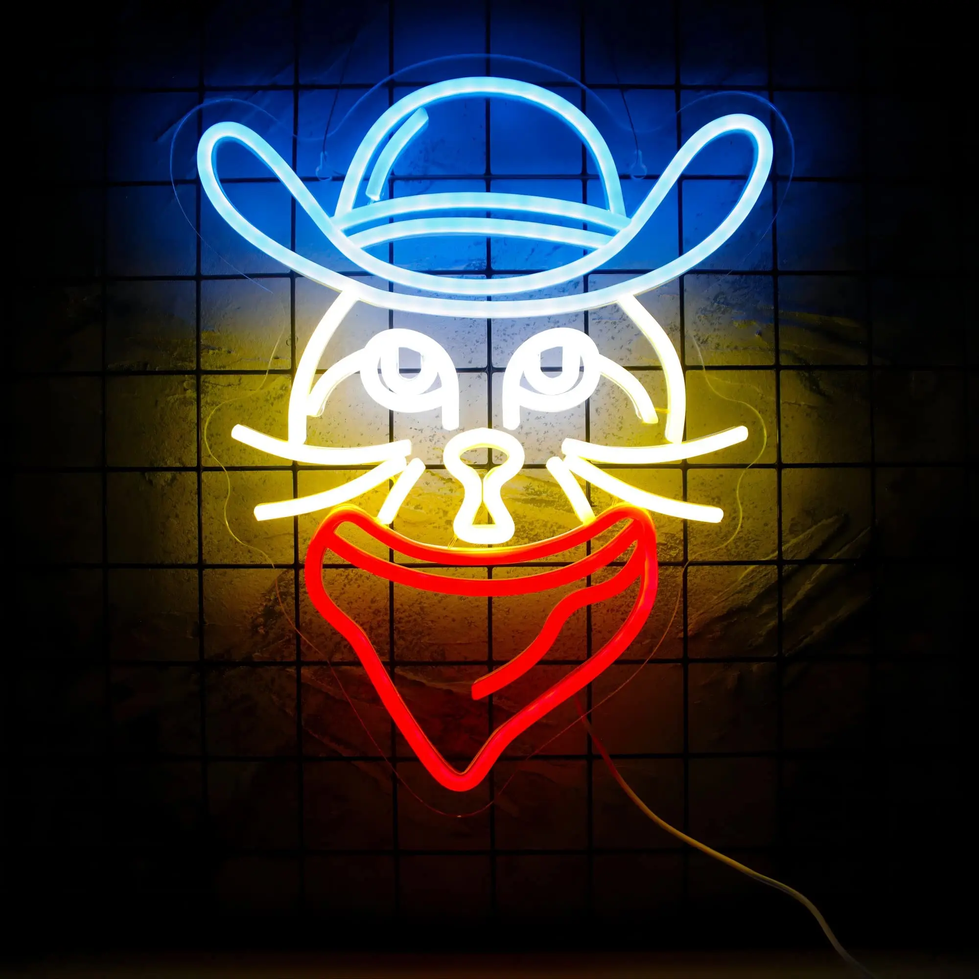 Cowboy Cat LED Neon Sign Night Light Acrylic Bar Wedding Club Party Office Room Bedroom Wall Decor Lamp Gift USB Powered