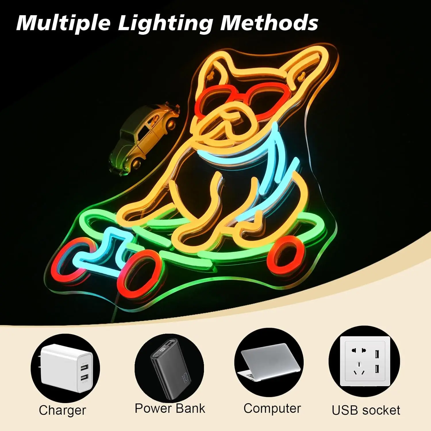 الكلب النيون تسجيل الحيوانات الأليفة متجر جدار ديكور مصباح ليد تسجيل USB عكس الضوء ضوء النيون لمحلات التزلج ، متجر الحيوانات الأليفة ، غرفة المعيشة ديكور هدية #5