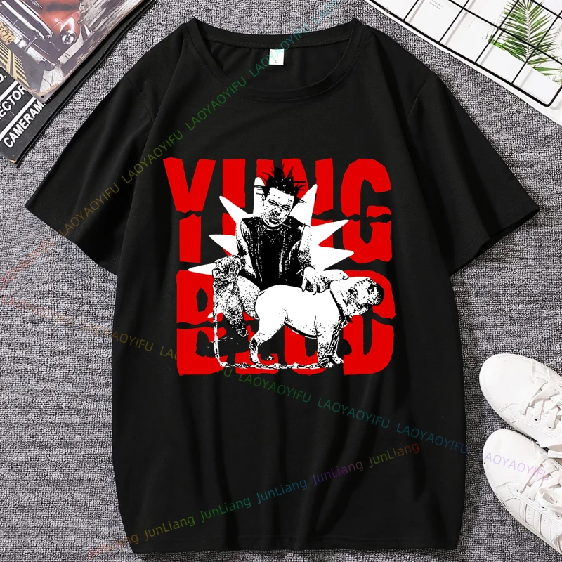 록 가수 윙블러드 비 푸킨 해피 티셔츠 남녀 공용 유니섹스 코튼 Y2K 의류 반팔 티셔츠 남성용 셔츠