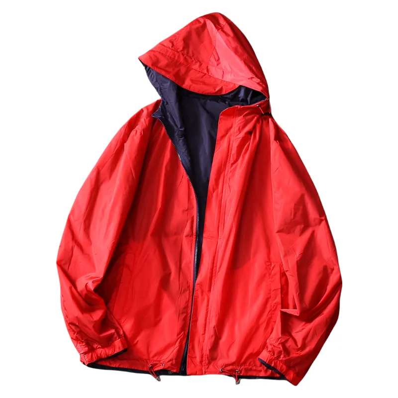 Party Red Sudadera con capucha de doble cara para hombre y mujer, cortavientos, primavera