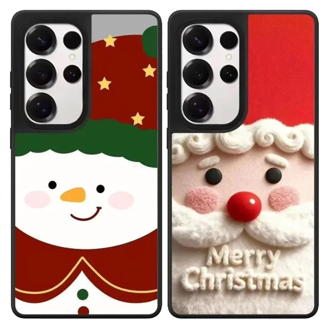 

Christmas Santa Claus Snowman Mirror Surface Magnetic Case: Compatible with Samsung Galaxy S23 U S24U S25 Ultra S25+ Plus Shell