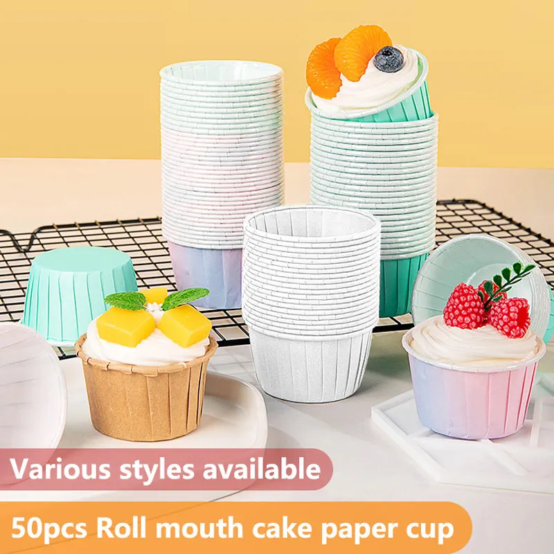 50pcs Large Size Muffin Paper Cup Cupcake Liner Baking Cup For Wedding Party Tulip Muffin Cupcake Paper Oilproof Cake Wrapper