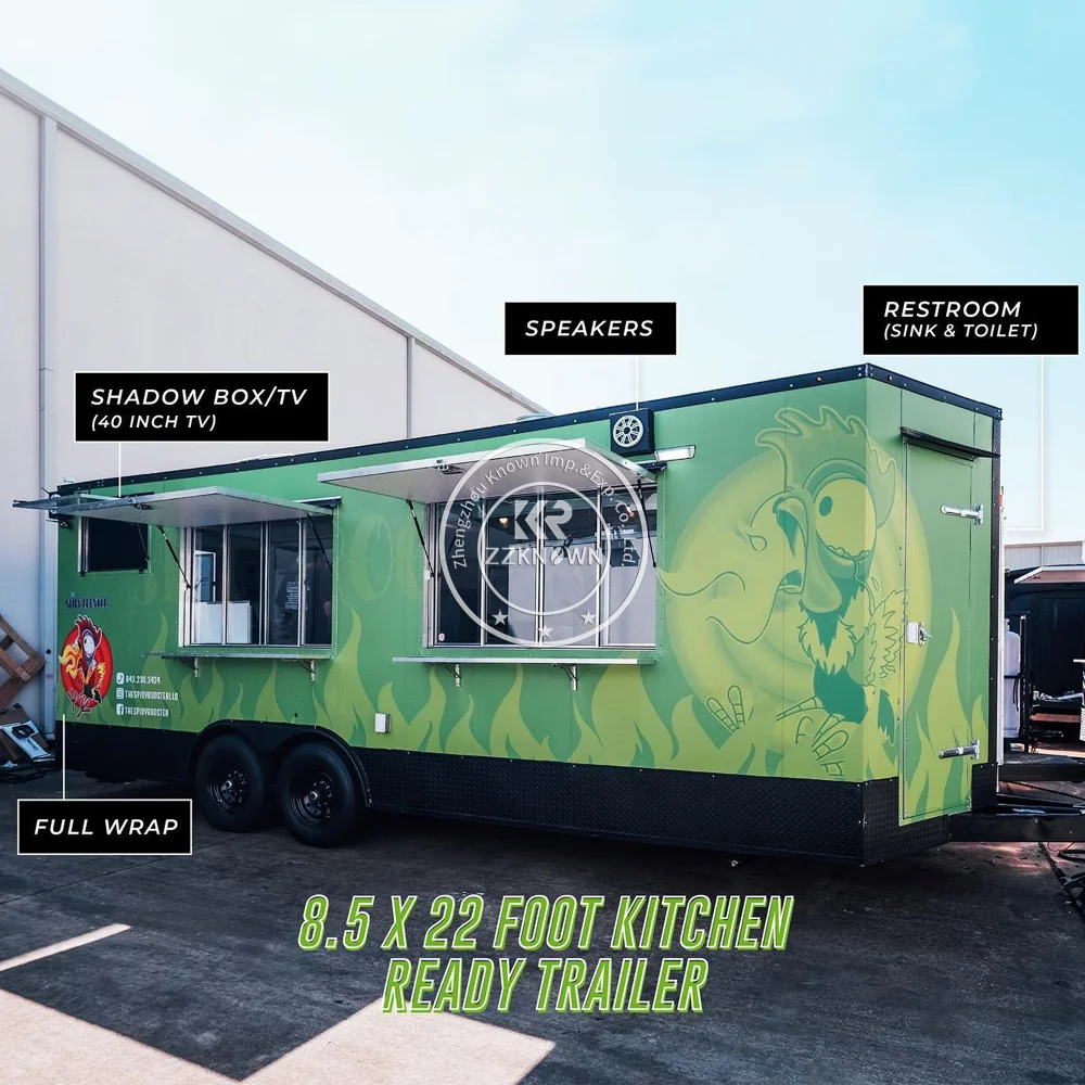 OEM Coffee Kiosk Snack Pizza Taco BBQ Hot Dog Ice Cream Cart Concession Food Trailer Mobile Food Truck with Full Kitchen