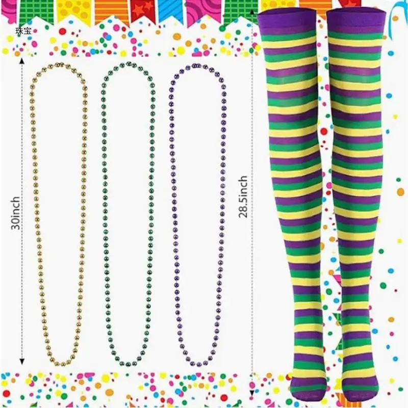 X5QE Mardi Gras Celebration Costume Set Headband Masquerade Mask Festival Supplies