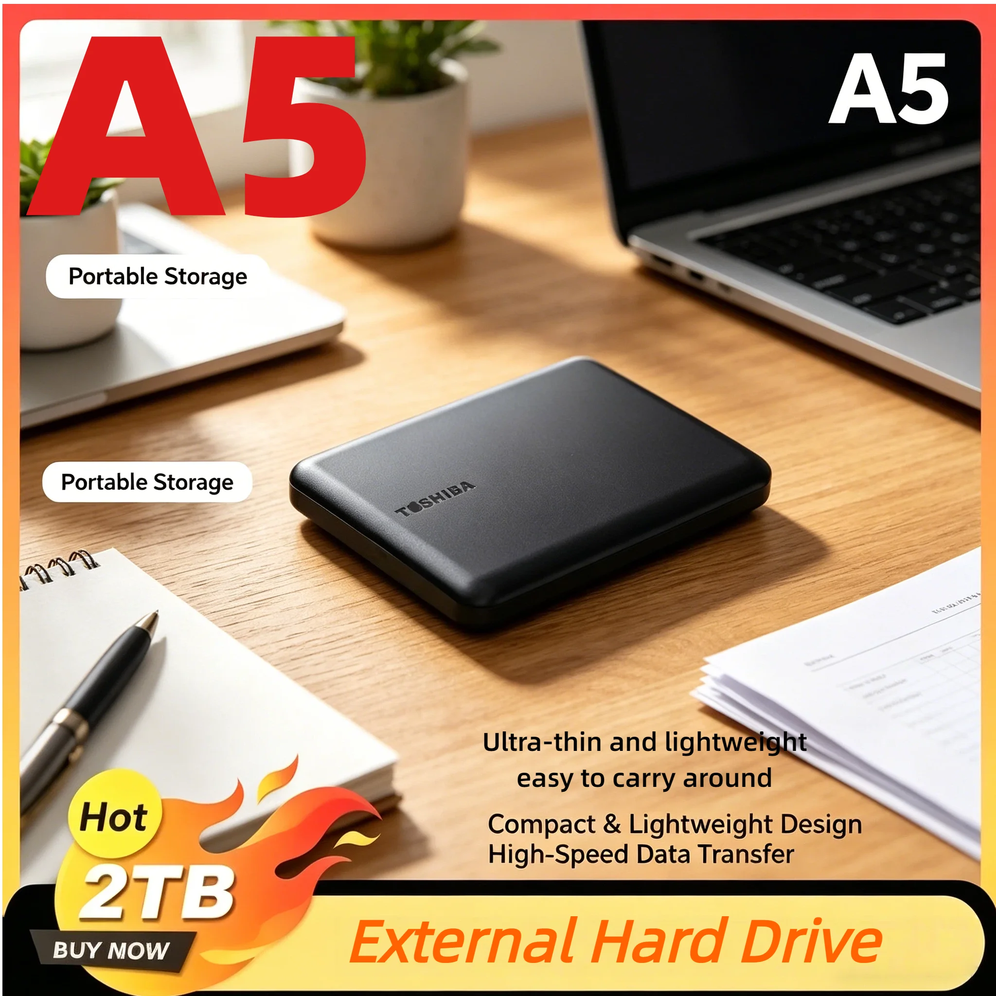 

OEM For Toshiba A5 Expansion External HDD 500GB 1TB 2TB USB3.0 2.5 Inch Portable Hard Disk Drive BOX for PC Mac Xbox PS4 PS5