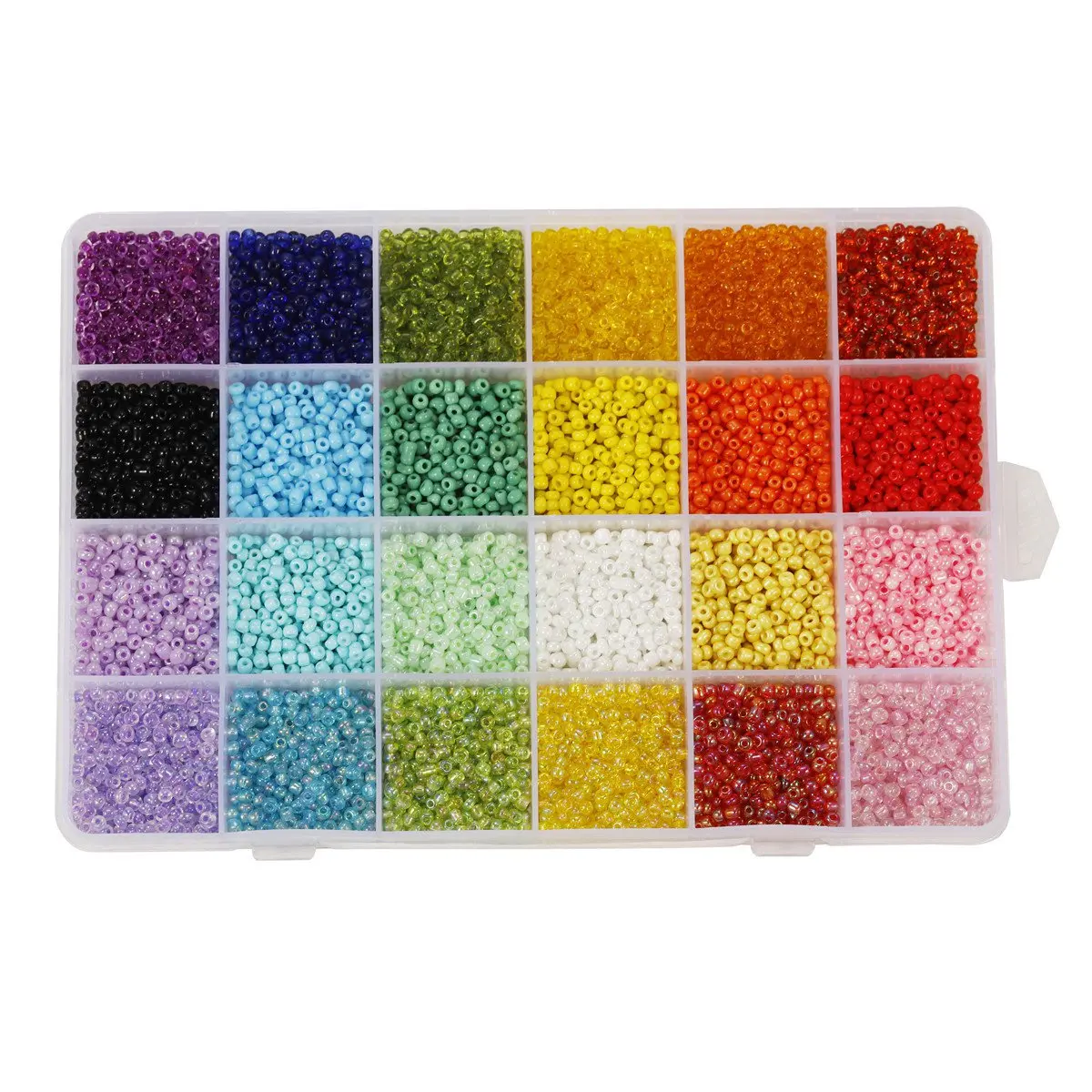 

12000Pcs 3mm Glass Seed Beads 24 Colors Loose Beads Kit Bracelet Beads with Storage Box for Jewelry Making