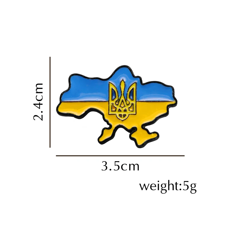 Map Enamel Pins Ukrainian National Emblem Shield Shape Trident Brooches Badges Lapel Jewelry Accessories Ukraine Flag Ukraine