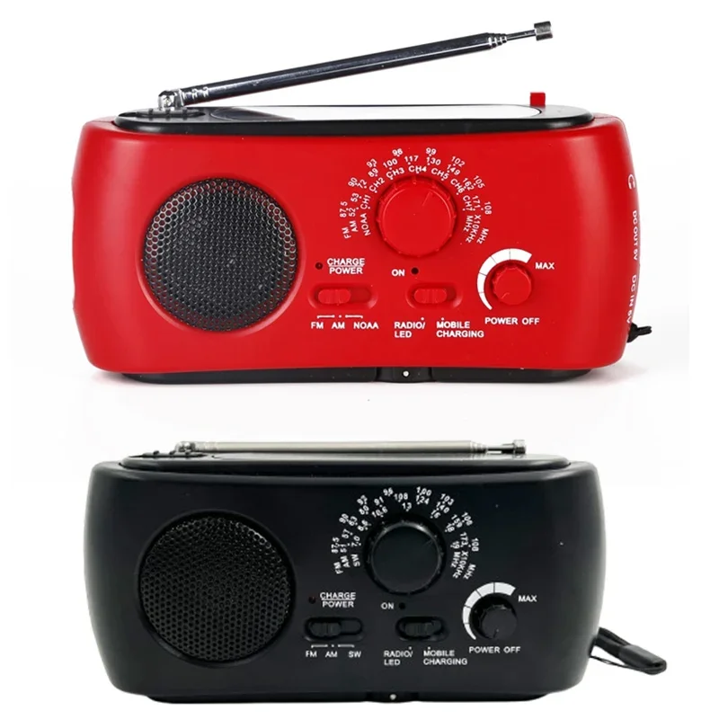

New Portable AM/FM Radio Hand Crank Solar Battery Operated Radio with Bright Flashlight SOS Alarm for Emergency Phone Charge