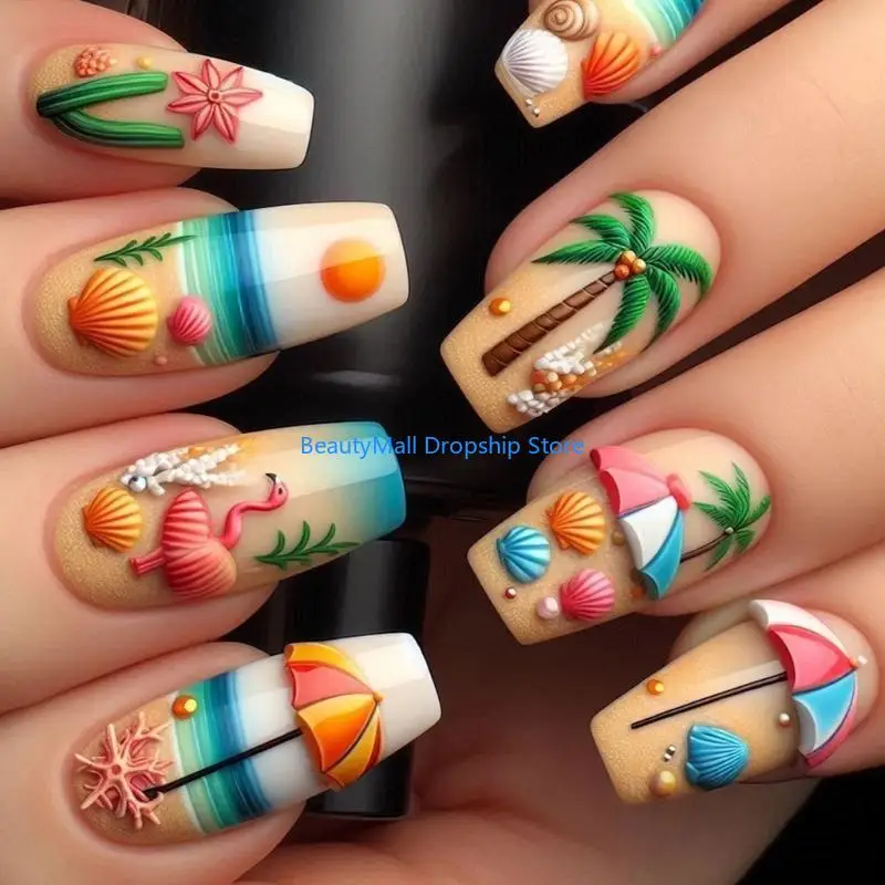 40JD 24pcs Ballet Press on Acrylic Beach Decors on for Summer