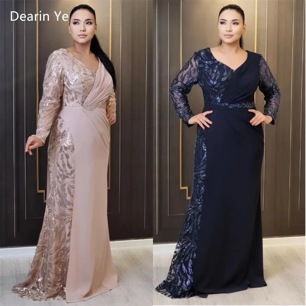 

Saudi Arabia Prom Gown Evening Dearin V-neck Column Floor Length Skirts Bespoke Occasion Dresses Formal Dress