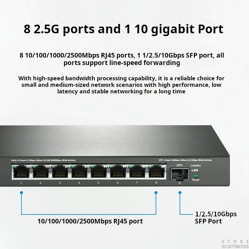 MERCURY 8-port 2.5G Ethernet Switch, 8*2.5GE+1*SFP, Plug and Play, No Configuration Required, Network Hub Line Splitter SE109