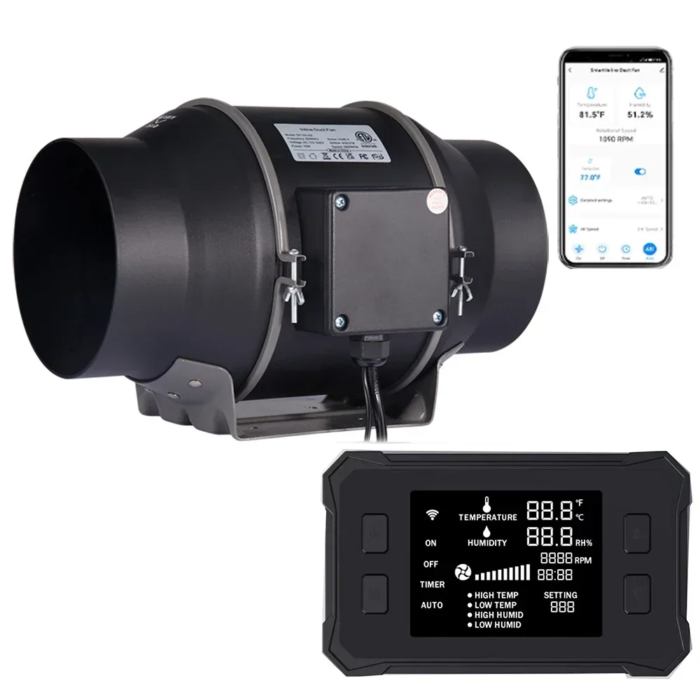 

Контроллер BAVA Wi-Fi, умный воздуховодный вентилятор, высокоскоростной мощный вытяжной вентилятор с датчиком температуры и влажности