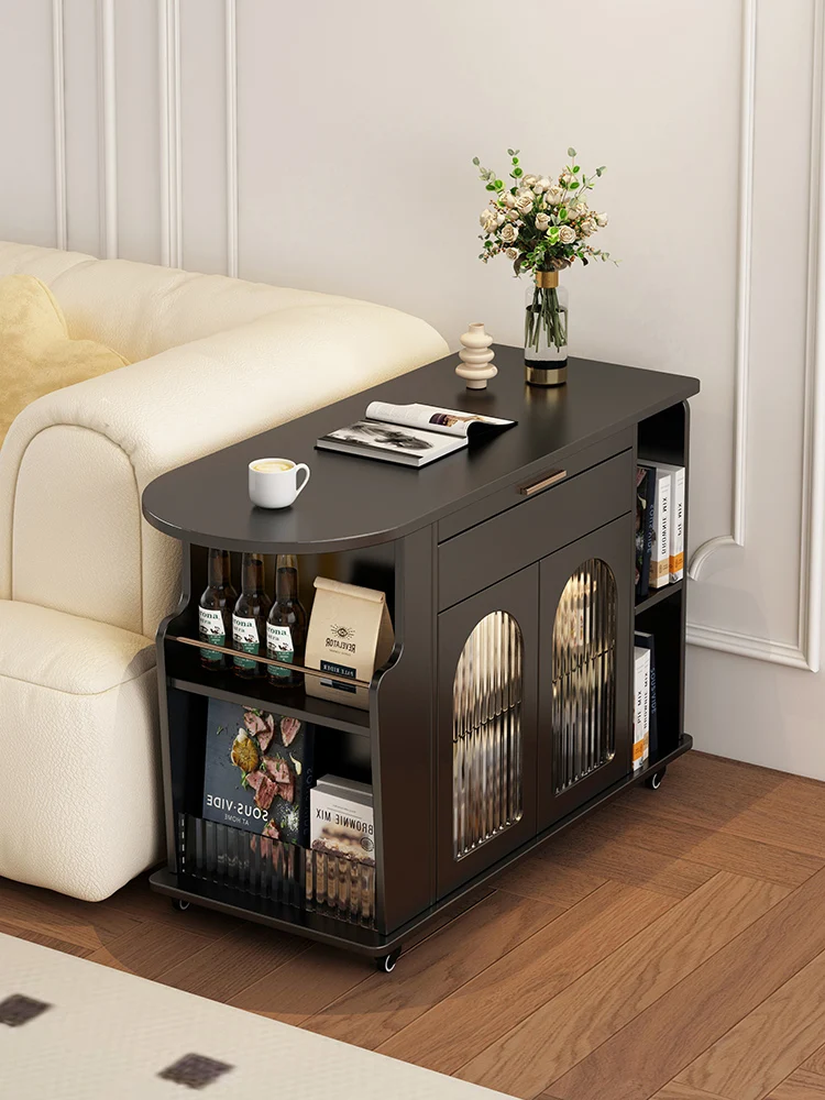 French retro lifting mobile small coffee table small table rotatable living room High Quality