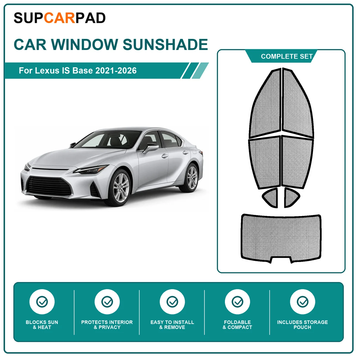 For Lexus IS Base 2021-2026 Full Set Car Window Sunshades UV Block Privacy Heat Insulated Foldable Car Curtain
