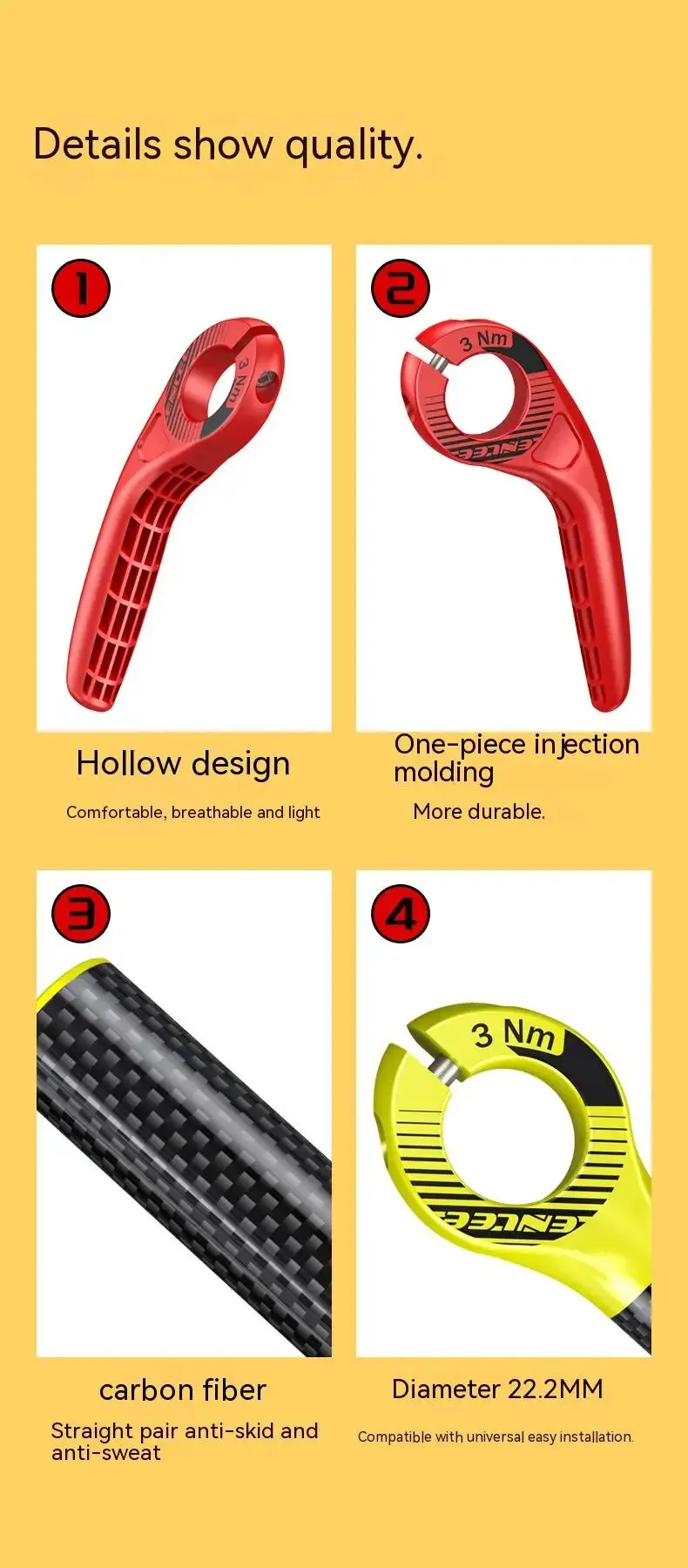 ENLEE 1 Paar verstellbare kleine Hilfs-Fahrradlenker-Schraubstock-Griffablage Kuhhorn MTB Radfahren Müdigkeit Relie Zubehör – Detail 10