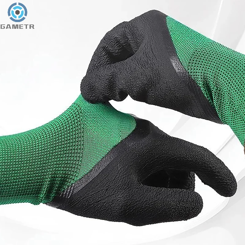 1 Pair Super Grip Working Gloves Rubber Coated Anti-Slip Waterproof Wear-Resistant Garden Gloves For Garden Repairing Builder