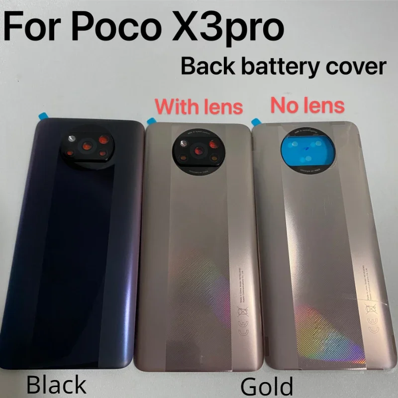 Back Cover For Xiaomi POCO X3 / X3 NFC / Mi POCO X3 Pro Back Battery Rear Housing Door Cover Back Housing With Adhesive