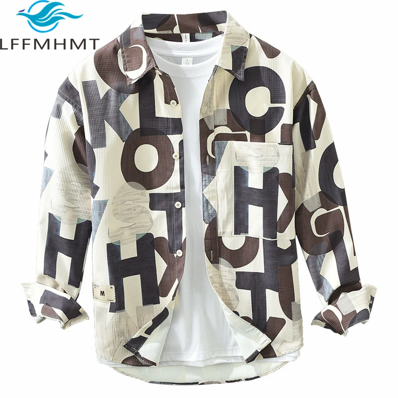 

6965 Spring Fashion Soft Comfortable Versatile Chic Print Shirt Japan Style Long Sleeve Loose Casual Blouse Teen Daily Chic Coat