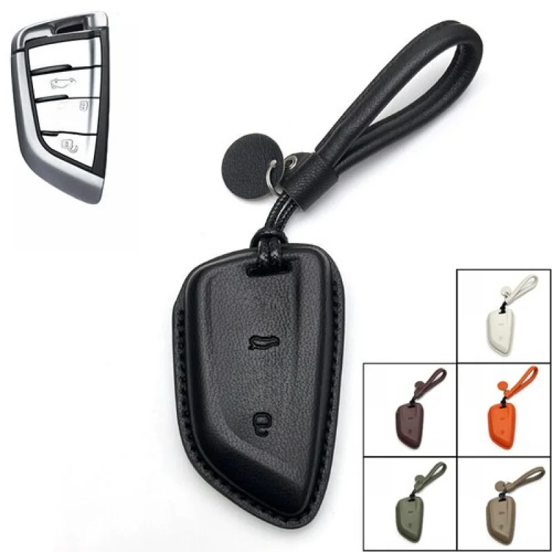 A + Funda de cuero genuino para llave de coche para BMW 2 5 6 7 X1 X2 X3 X4 X5 X5M X6 F15 X7