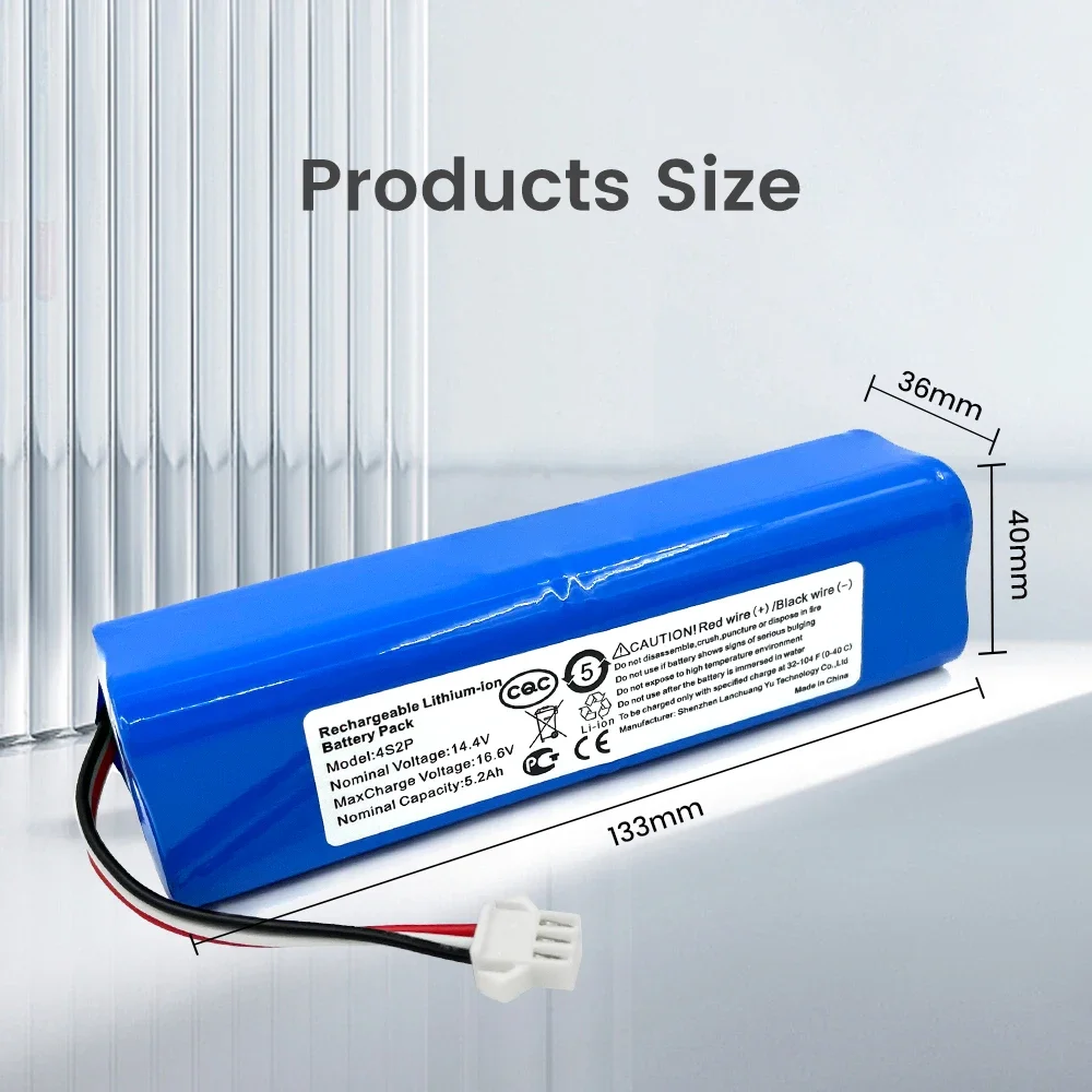 New 14.8V 5200mAh H18650CH-4S2P Robot Battery For Xiaomi Lydsto R1 Pro HD-STYTJ-W03 S1 YM-S1-W03 G2 Robotic Vacuum Cleaner