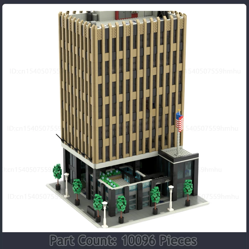 MOC City Modular Federal Building With Law Enfocement Architecture Model Building Blocks DIY Assembly Technology Bricks Toy Gift