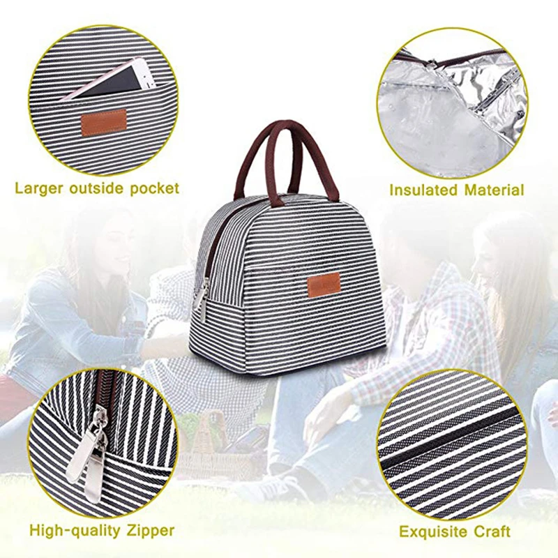 Portable Thermal Lunch Box Bag for Women Kids Oxford Food Storage Tote Travel Picnic Meal Pouch Insulated Cooler Bento Bags