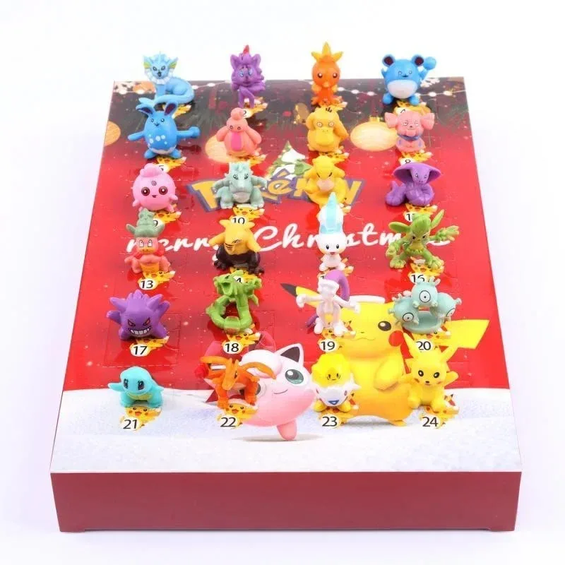 Zestaw pudełek upominkowych Pokemon Figurka anime Pikachu Figurki akcji Zabawka dla dzieci Lalka Kreskówka Świąteczny kalendarz adwentowy Chłopiec