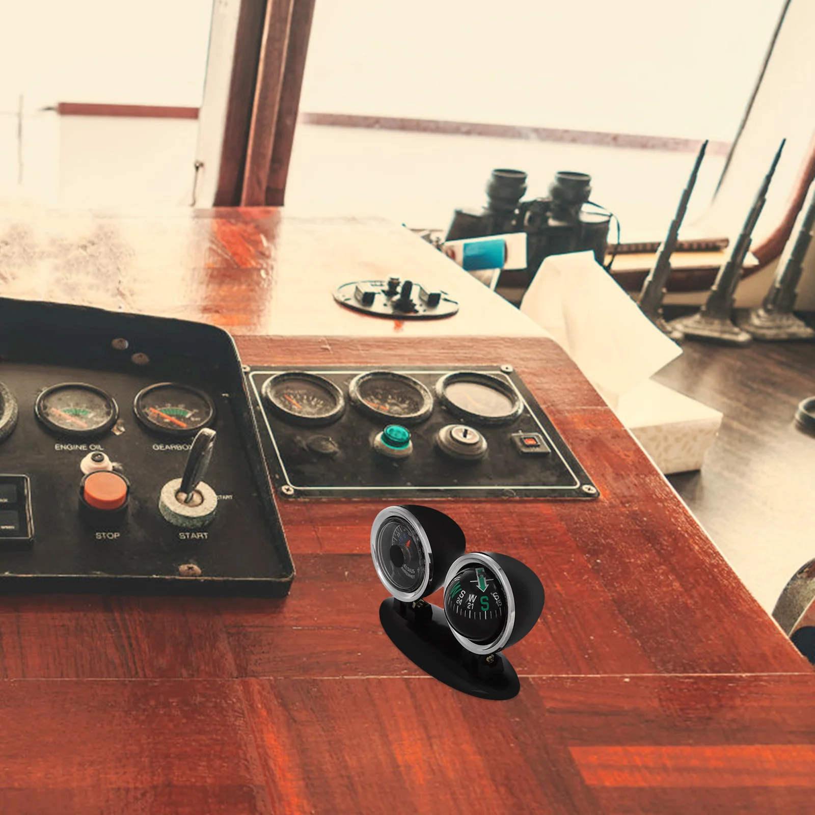 

Car Compass Dashboard Two-In-One Multifunction Guide Ball For Vehicle Boat Navigation Auto Interior