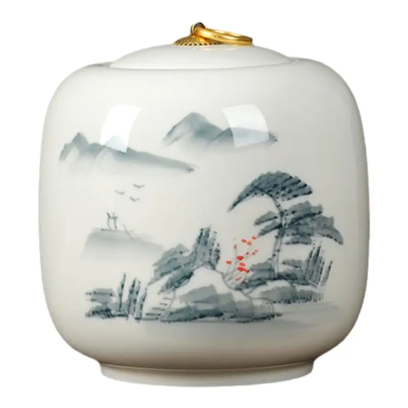

*Hand-painted ceramic tea cans, red and green tea, sealed storage, moisture-proof household bulk empty tea boxes, tea cans