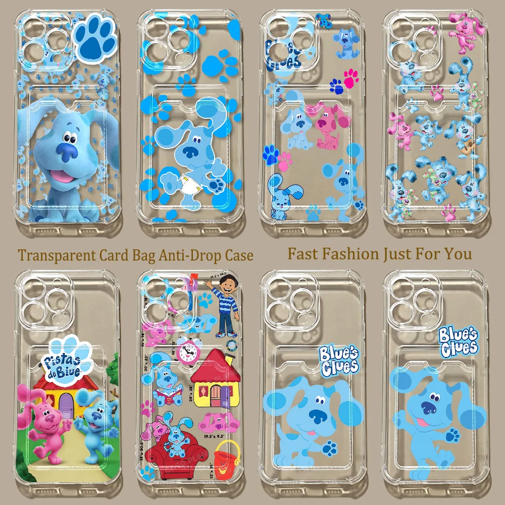 Étui de protection antichute transparent motif dessin animé Blue's Clues pour iPhone 17e 17 16e 16 15 14 13 12 11 Mini Pro Max Air Plus