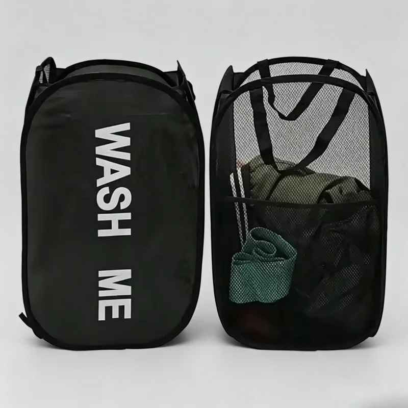 Collapsible Pop Up Mesh Laundry Hamper, Wide Opening Breathable Space-Saving Laundry Basket for Bathroom, Dorm & Travel