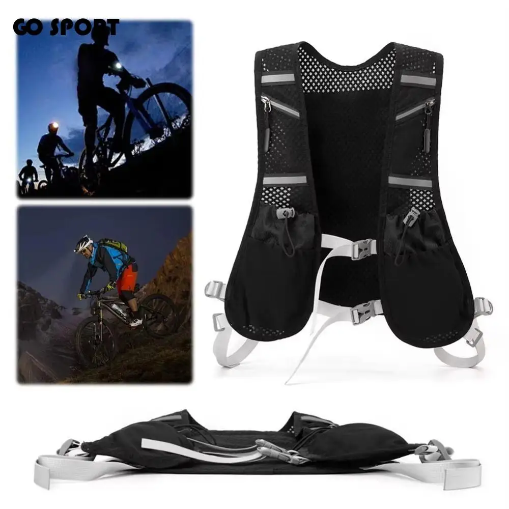 

Multi-pockets Hydration Running Vest Breathable Reflective Design Cycling Backpack Unisex Phone Storage Hiking Chest Pack Men