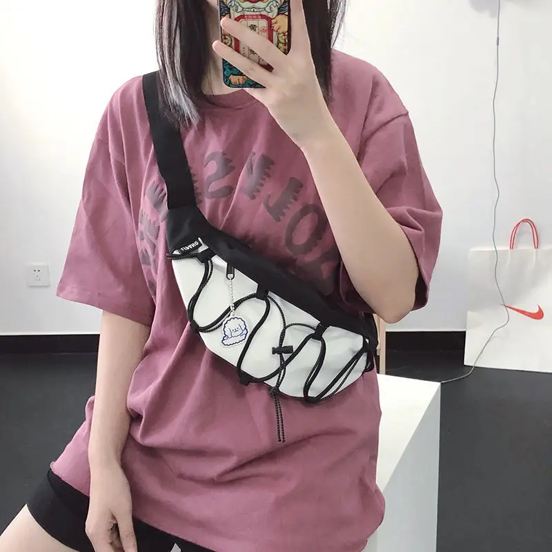 

Waist Packs Women Harajuku Japanese Style Student Cross Body Nylon Bag School Couple Ins All-match Simple Fanny Pack Ulzzang New