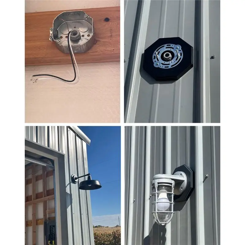 AT63-For Outdoor Smooth Flat Vertical Siding Lamp Octagon Mounting Kit With Built-In Box 8161 Mounting Block Included