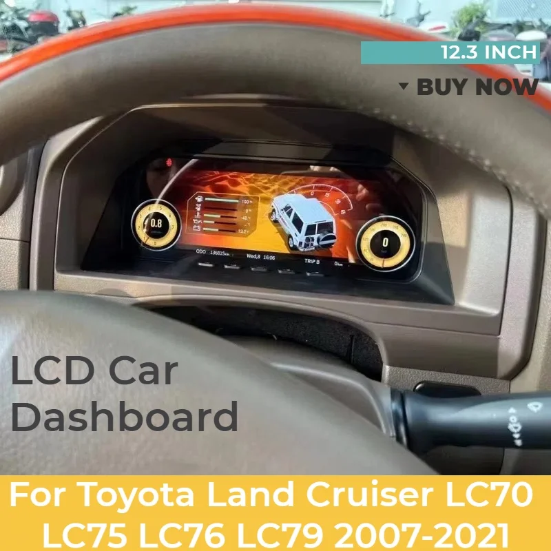 12.3" LCD Car Digital Dashboard For Toyota Land Cruiser LC70 LC75 LC76 LC79 2007-2021 Instrument Cluster Meter Cockpit Panel