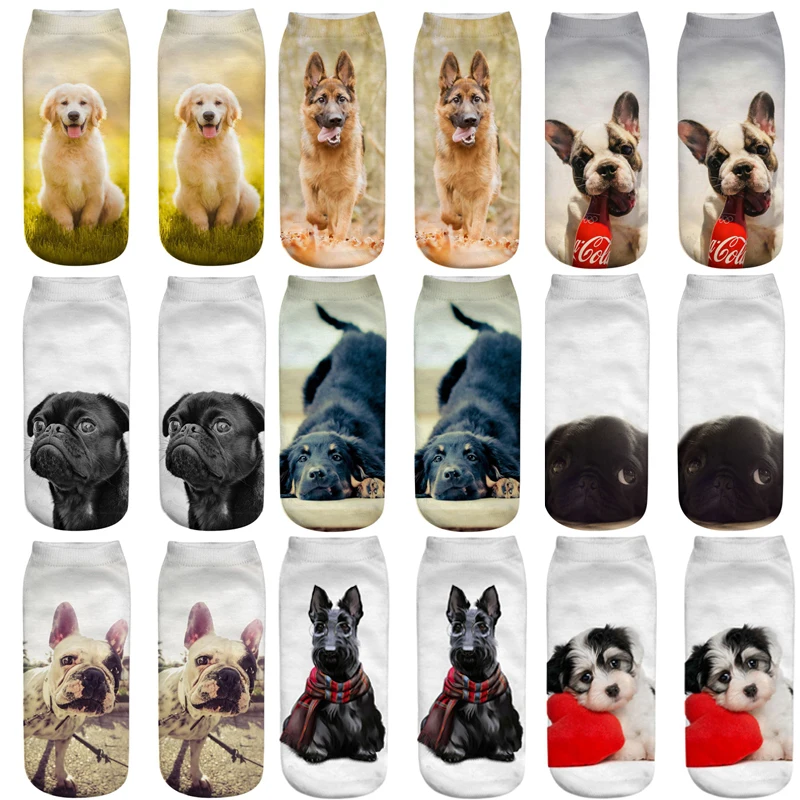 4 Pairs 3D Printed Socks for Dogs Printed Socks for Men and Women