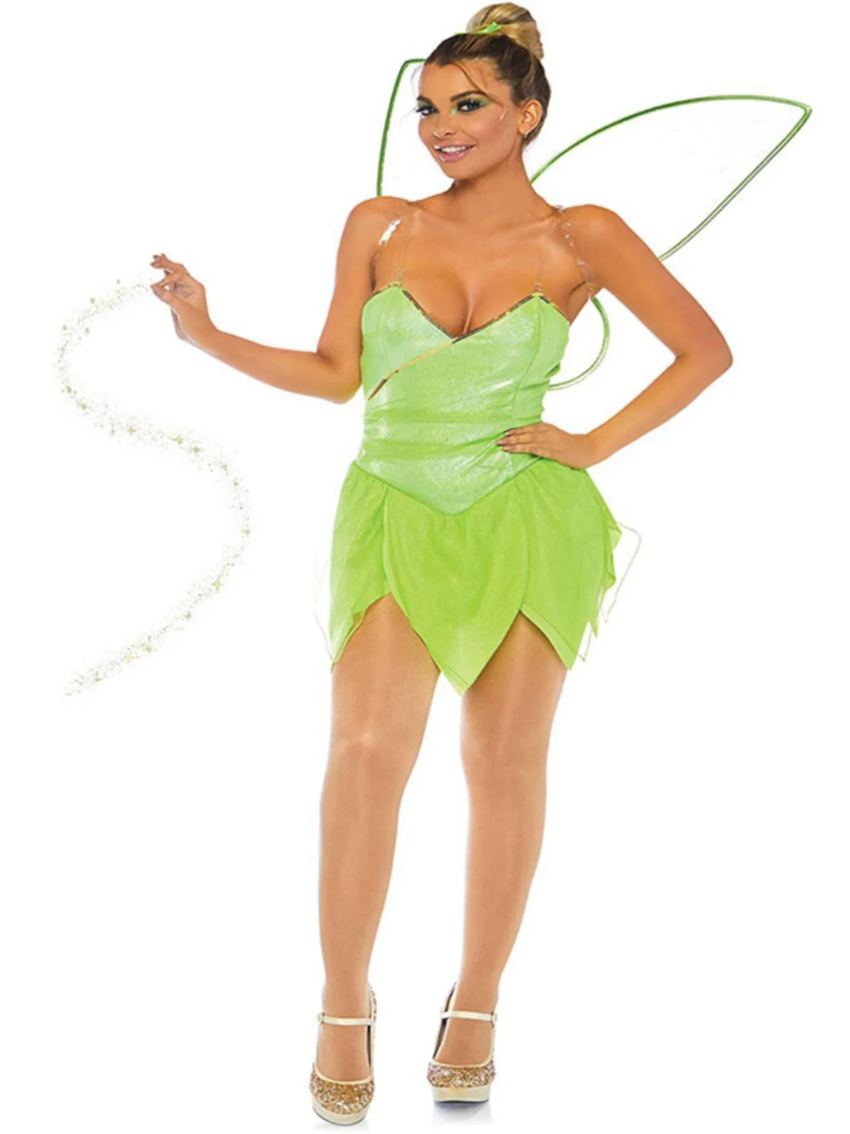 Sexy een Angel-kostuum Dr voor volwassenen met elfvleugels Prestatiepak Halloween Nieuwe collectie Fairy T-thema-outfit