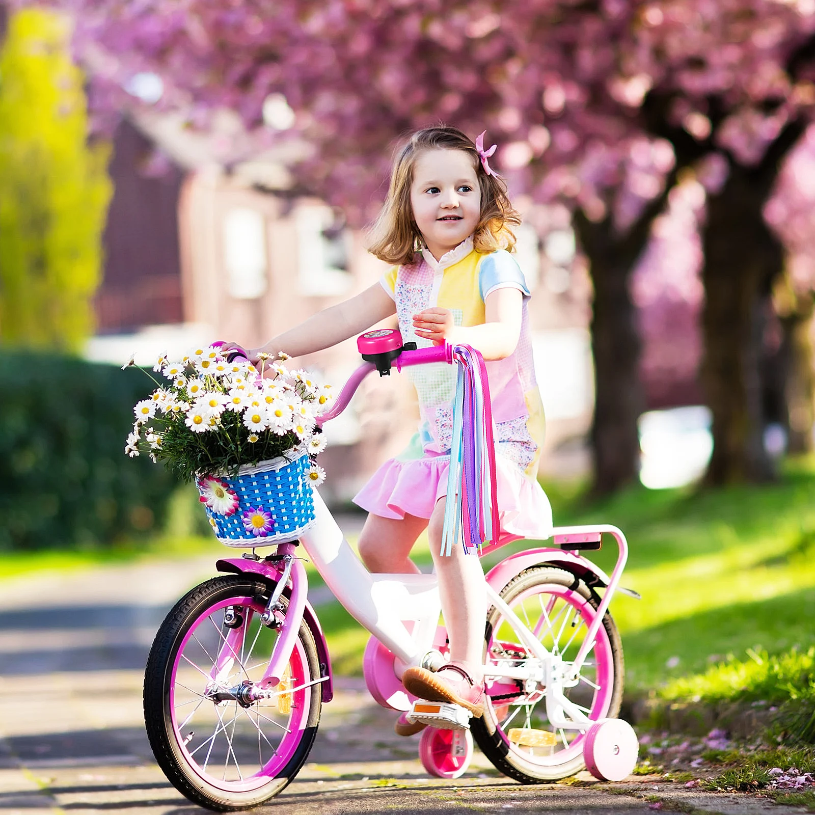 

1 set Bicycle Bell Metal Alloy Robust Construction Quick Installation Loud Sound Handlebar Ribbons Vibrant Colors Bike Accessory