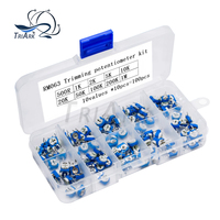 50/100Pcs RM063 10Values Kit Box 501 500R 1K 2K 5K 10K 20K 50K 100K 200K 1M Ohm Trimpot Trimmer Potentiometer Variable Resistor