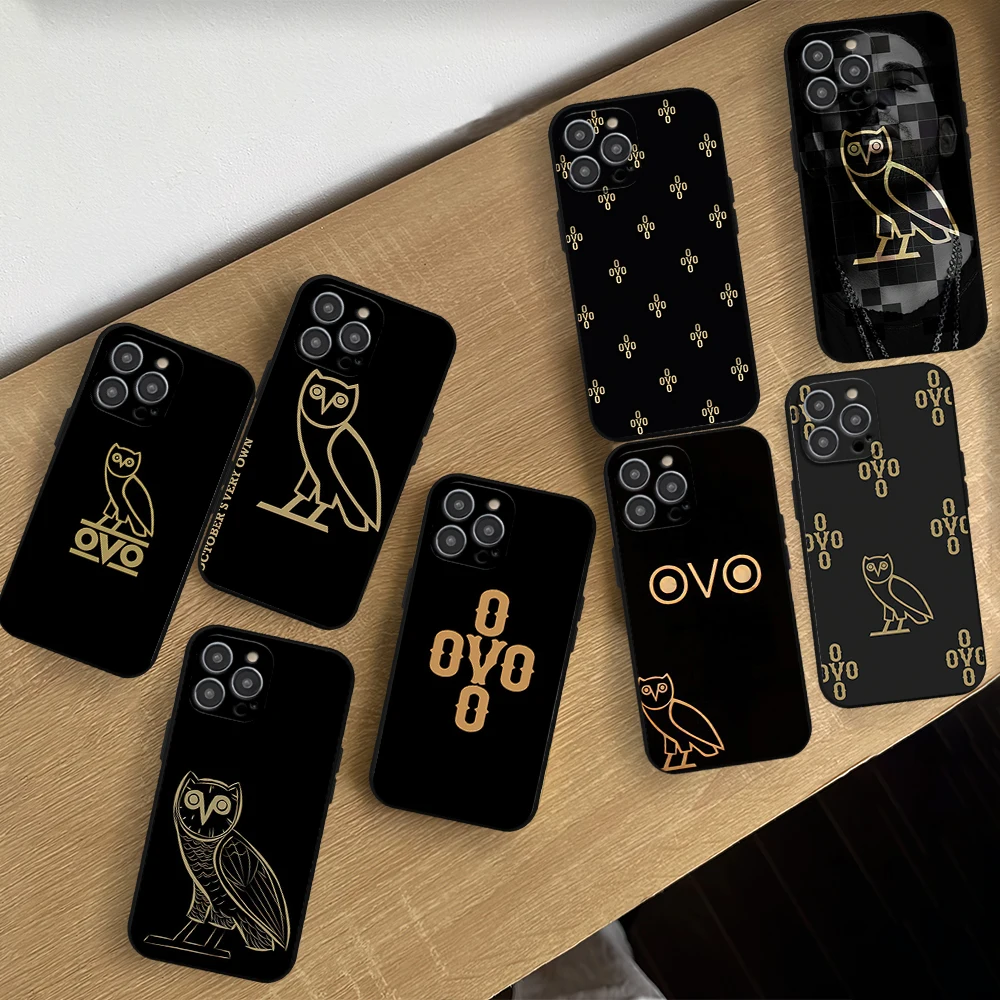 Fashion Drake O-OvO Cool OWL Phone Case for iPhone 12 11 13 14 15 16 Max Pro Plus Black Soft Silicone Cover