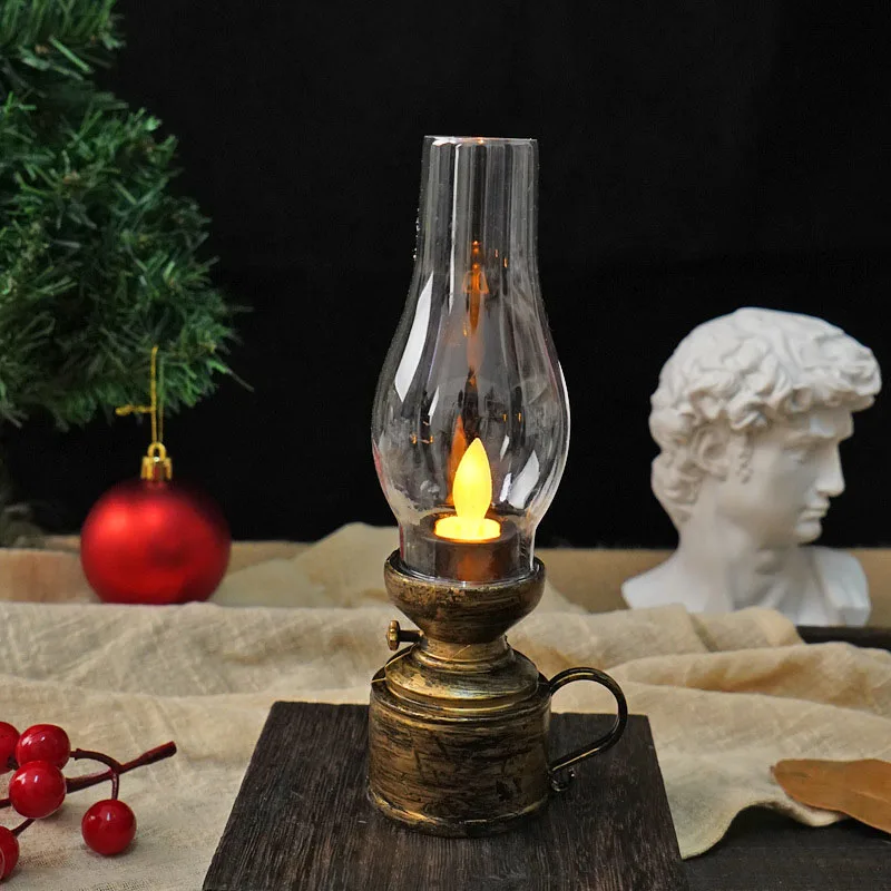 Retro Candle Lamp Flameless Candlestick Night Light Dining Room Desktop Candle Holders Ornaments Living Room Bedhead Decoration