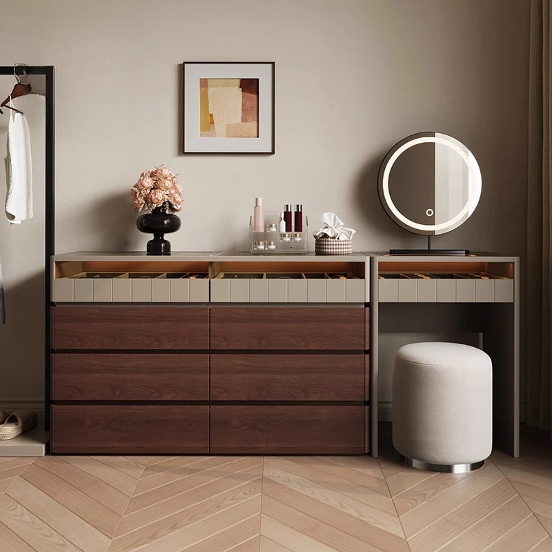 

Solid wood dresser storage chest integrated bedroom makeup table