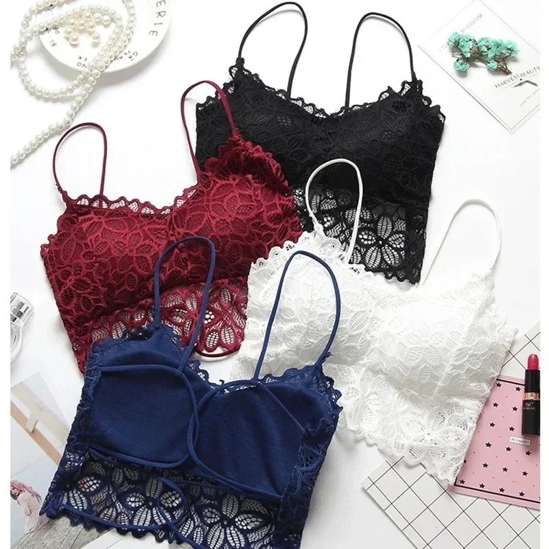 Women Push Up Sexy Lace Bra Crop Top Elastic Bralette Underwear Lingerie Full Cup Cross Cut Hollow Suspender Beautiful Back