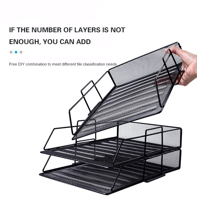 Imagem -04 - Multilayer Metal Mesh Office Desk Organizer Basket Empilhável File Storage Rack Faça Você Mesmo Combination Storage Shelf