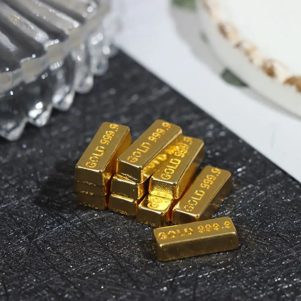 Cute Creative Realistic Miniature Gold Bars Mini Classic Glossy Gold Model Kids Doll House Pretend Toy